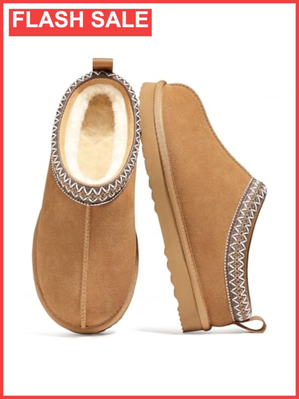 Genuine Suede Fuzzy Slippers Womens Winter Warm House Shoes Plush Sheepskin